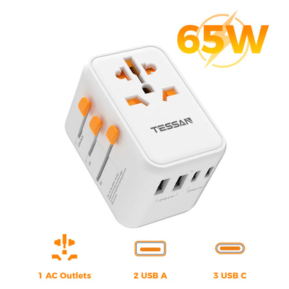 adaptador de viagem branco e 65w