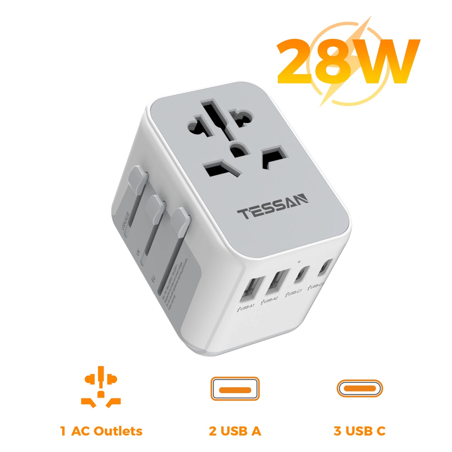 adaptador de viagem cinza