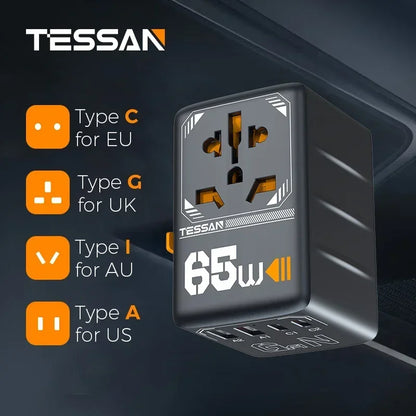 adaptador de viagem preto e 65w