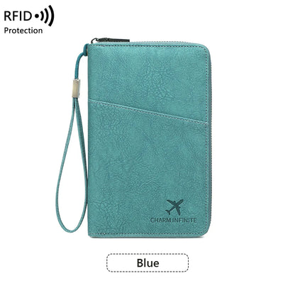 carteira passaporte com azul