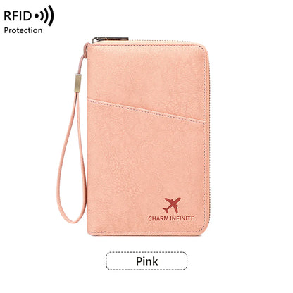 carteira passaporte com rosa