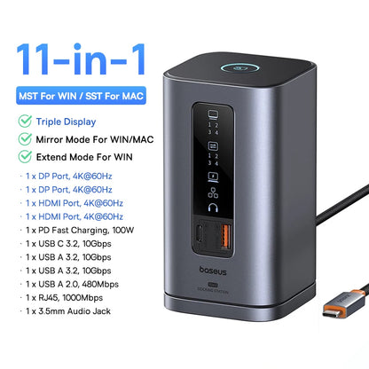 hub usb-c baseus hdmi dp 11 em 1