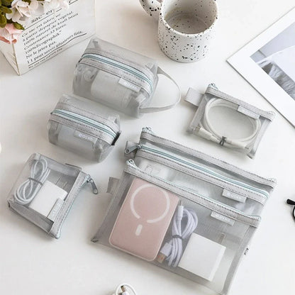 kit 6 organizadores cinza claro